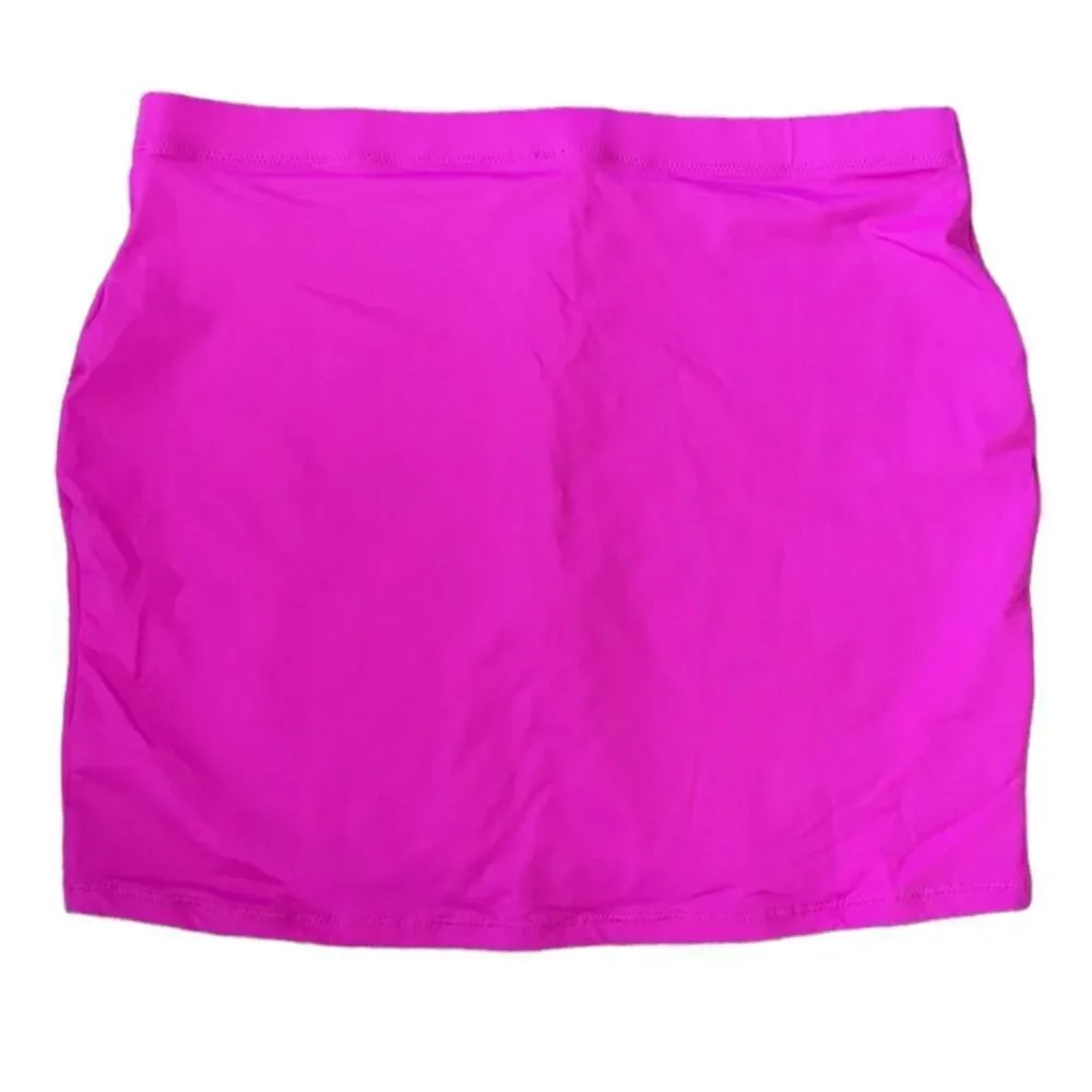 NWT SKIMS Sporty Zipper Swim Hybiscus Hot Pink Mini Swim Skirt